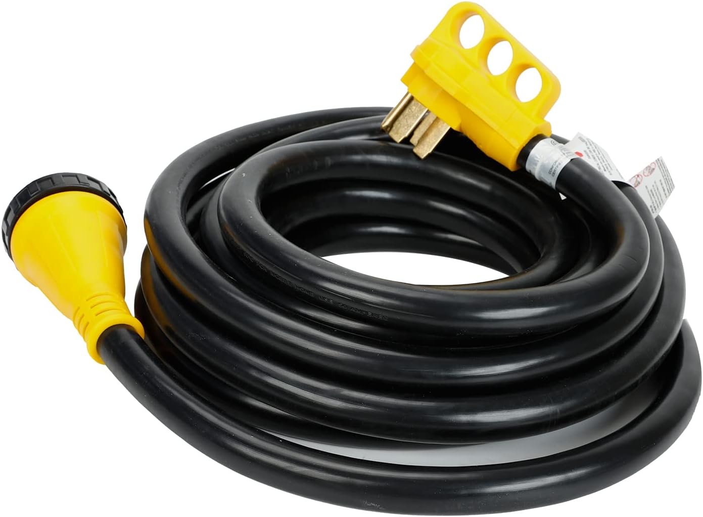 50 Amp 25 Feet RV Extension Cord Power Cord Wire 125V/250V Twist Lock Connector Easy Removal Handle RV Power Supply Cable for Trailer Motorhome Camper Black (Yellow)