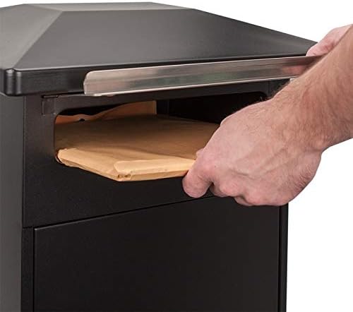 Steel Freestanding Parcel Drop Mail Box with Lockable Compartment, Black