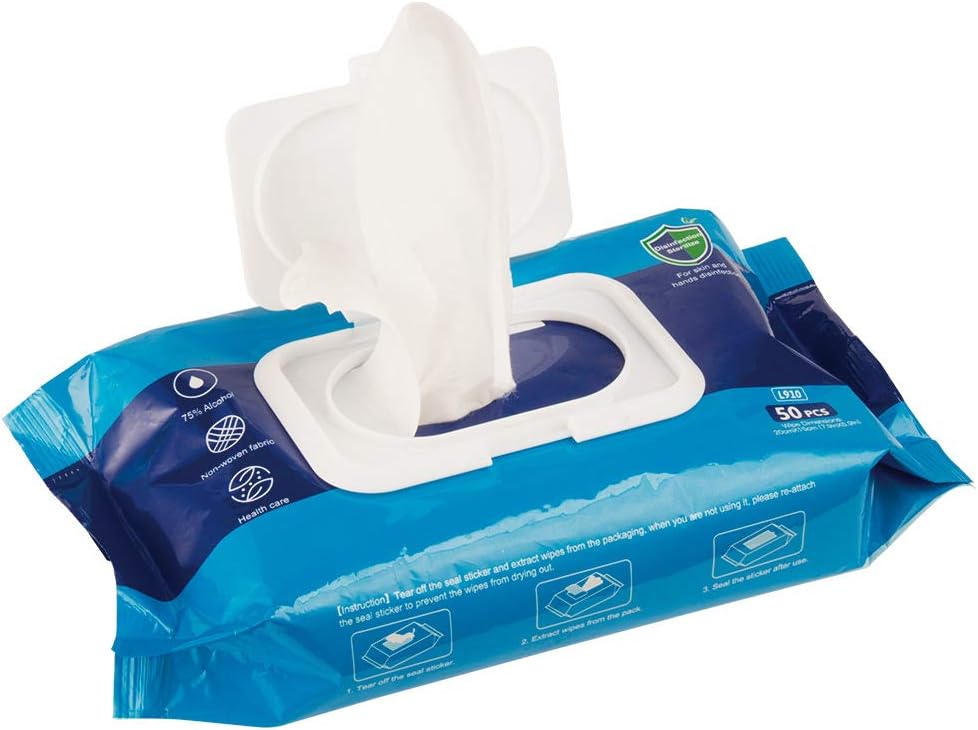 Comix Disposable Hand Sanitizer Wipes, 75% Alcohol Wipes, (Case: 20 Pouches of 50 Wipes) Pack of 2