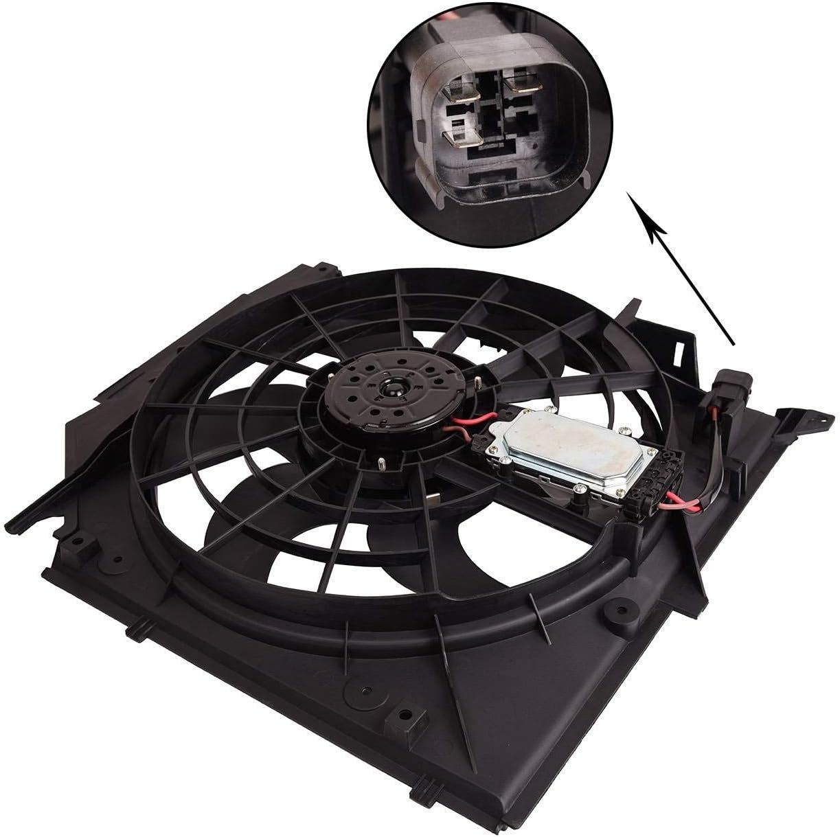 Bapmic 17117561757 Radiator Cooling Fan Assembly for BMW E46 325i 328i 330i 99-05