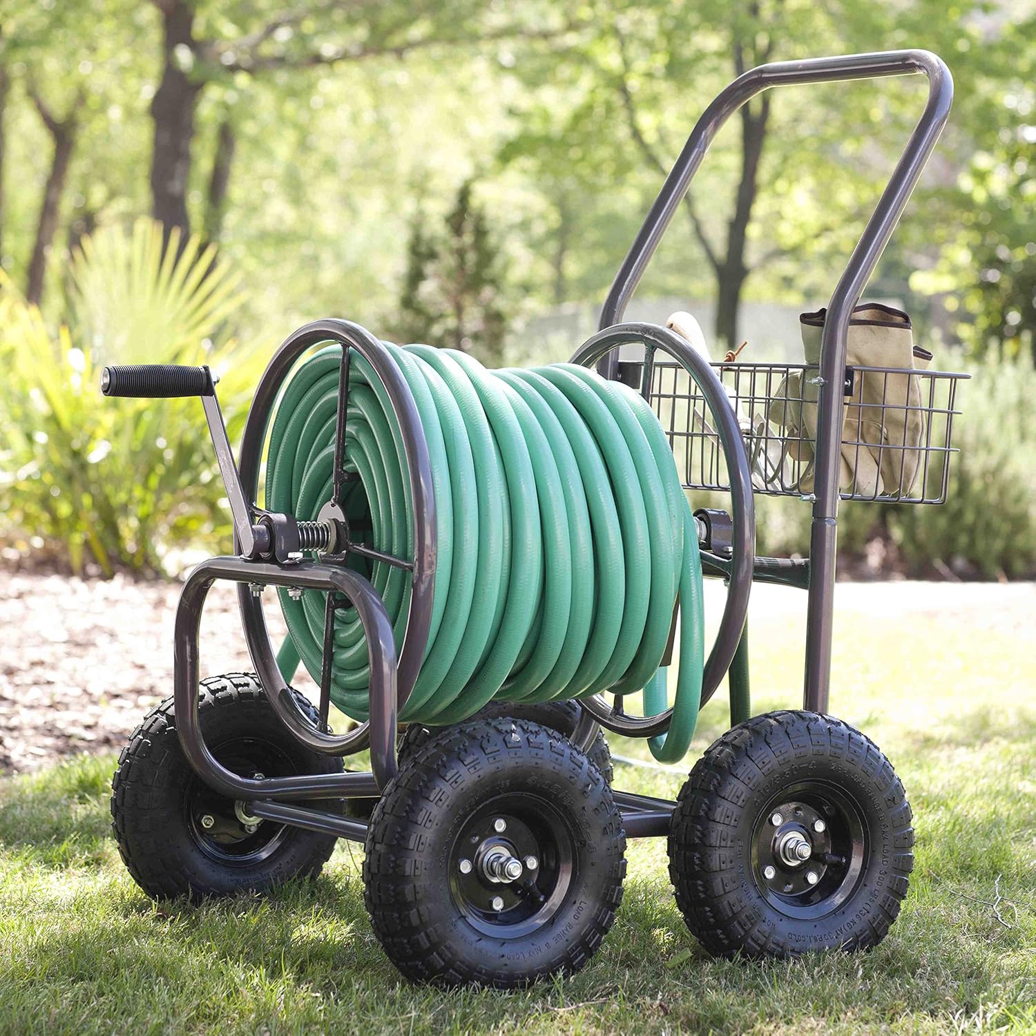 Liberty Garden Residential Grade 4 Wheel 871-M1-1 Garden Hose Reel Cart, Bronze