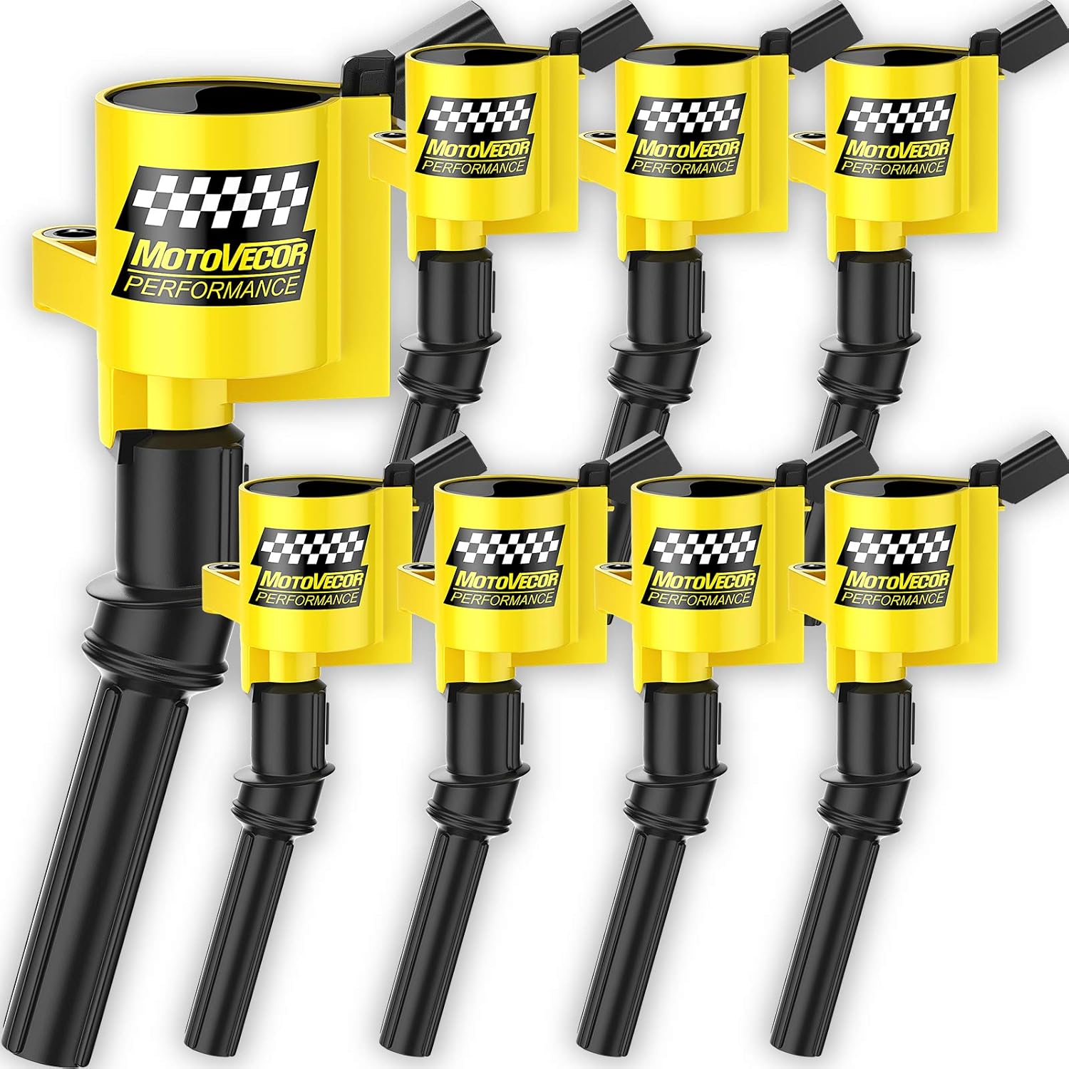 High Performance Ford Ignition Coil Pack Set - 8 Pack Extra 15% Energy for F-150 F-250 F-350 4.6L 5.4L V8 DG508 DG457 DG472 DG491 EXPEDITION MUSTANG CROWN VICTORIA LINCOLN MERCURY (Yellow) Pack of 2