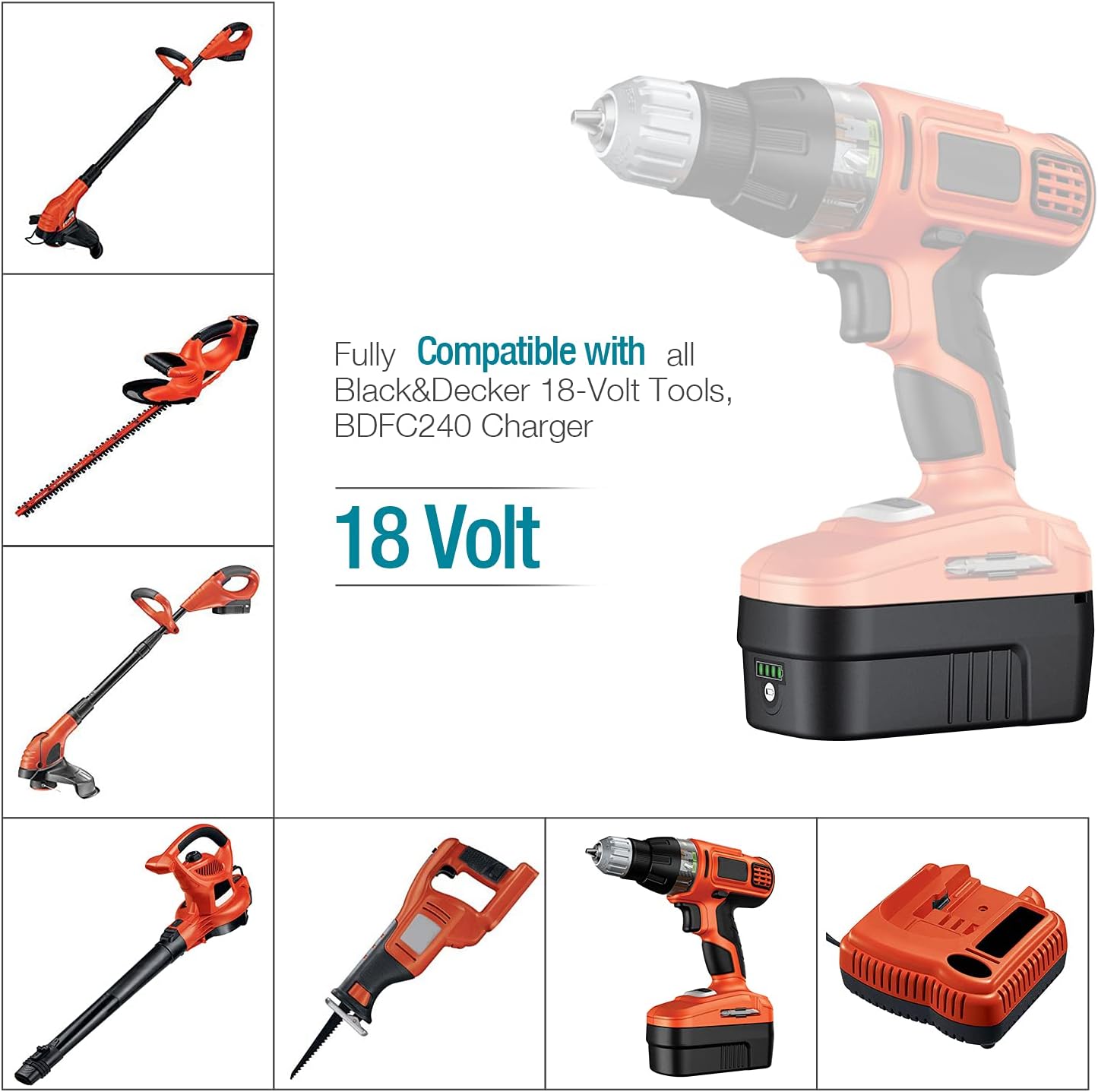 2 Packs HPB18 Battery 6.0Ah Lithium-Ion Replacement for Black and Decker 18V Battery HPB18-OPE FSB18 Cordless Power Tools 244760-00 A1718 Firestorm Pack of 2