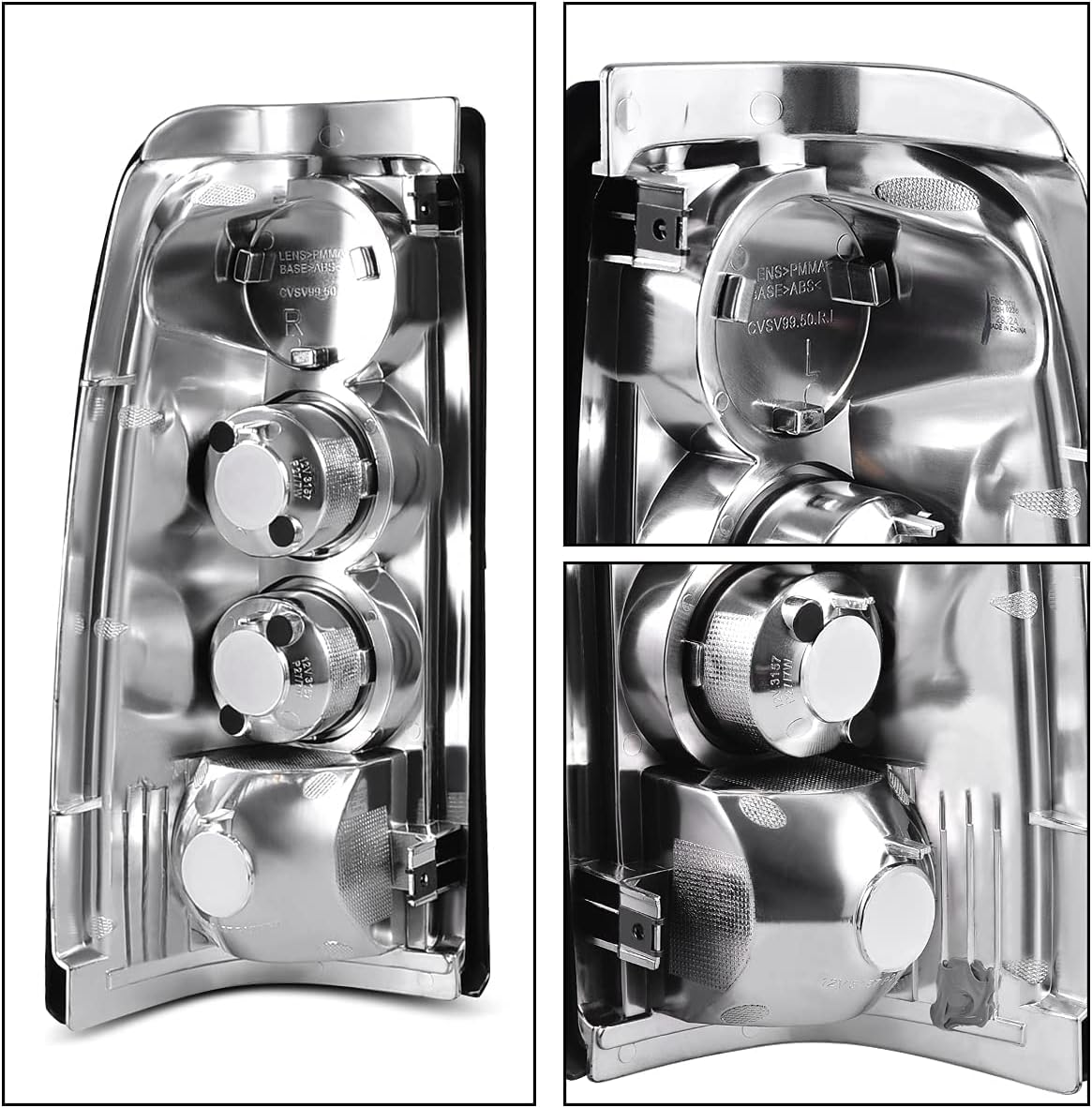 DWVO Compatible with 1999-2002 Chevrolet Silverado 1500/2500 2001-2002 Chevrolet Silverado 3500 Black Housing Replacement Headlights + Red Lens Taillights Combo