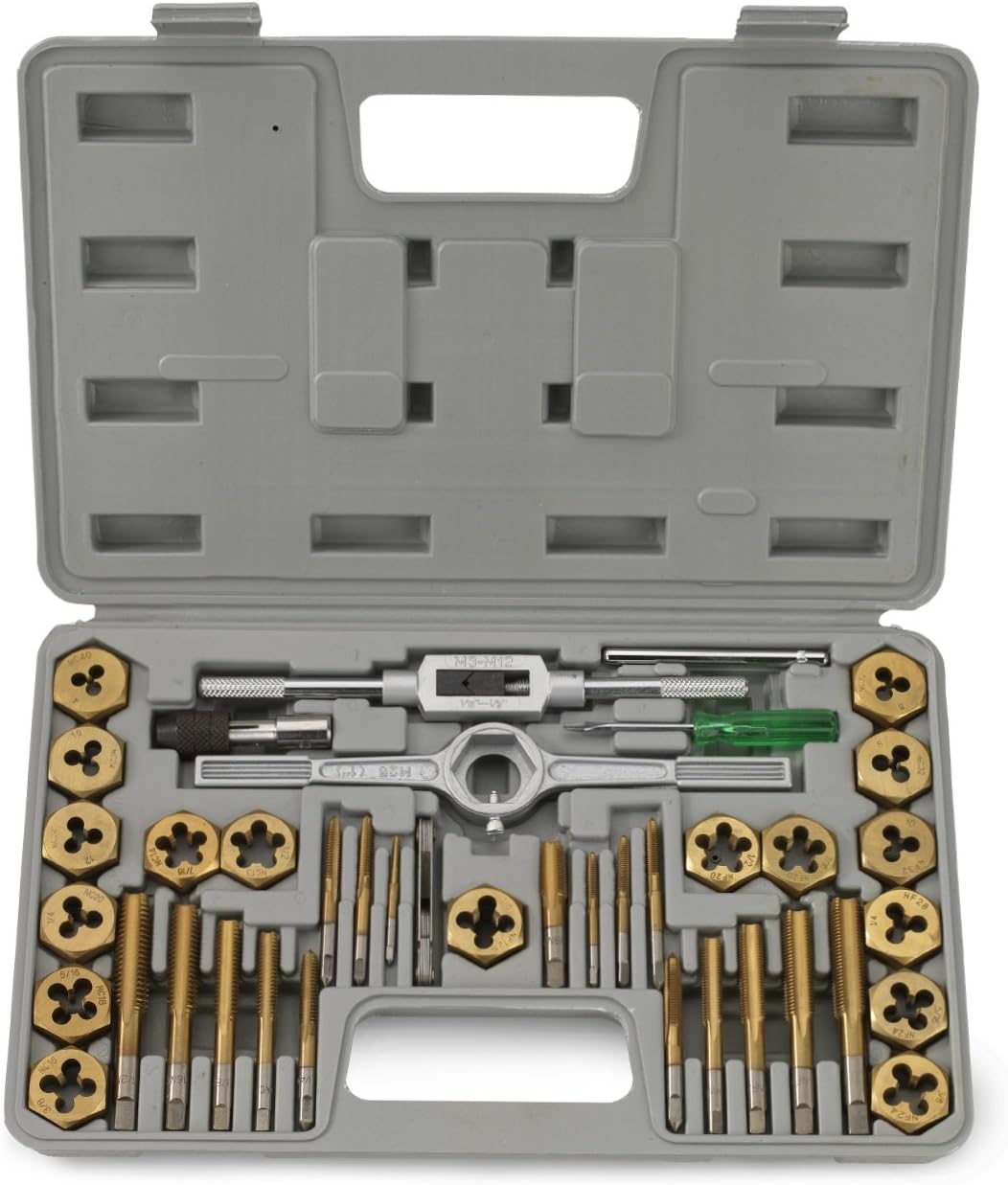 Neiko 00916A SAE Pro-Grade Large-Diameter Titanium Tap & Die Set (45 Piece)