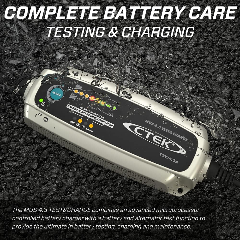 CTEK (56-959) Silver MUS 4.3 TEST & CHARGE 12 Volt Fully Automatic Charger and Tester