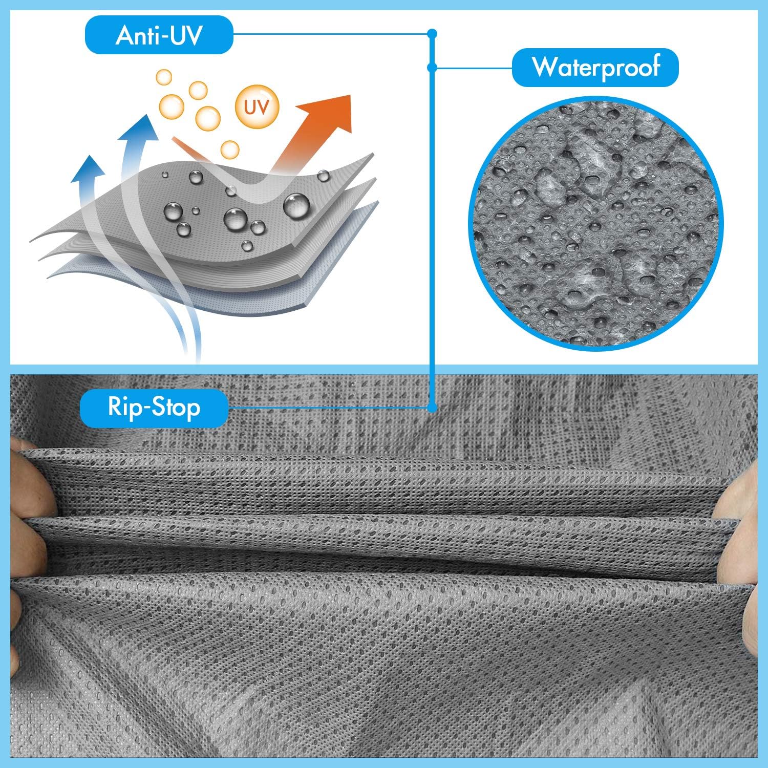 XGEAR 5th Wheel RV CoverThick 3-Ply Top Panel - Ripstop Waterproof RVs Covers (37'-41')