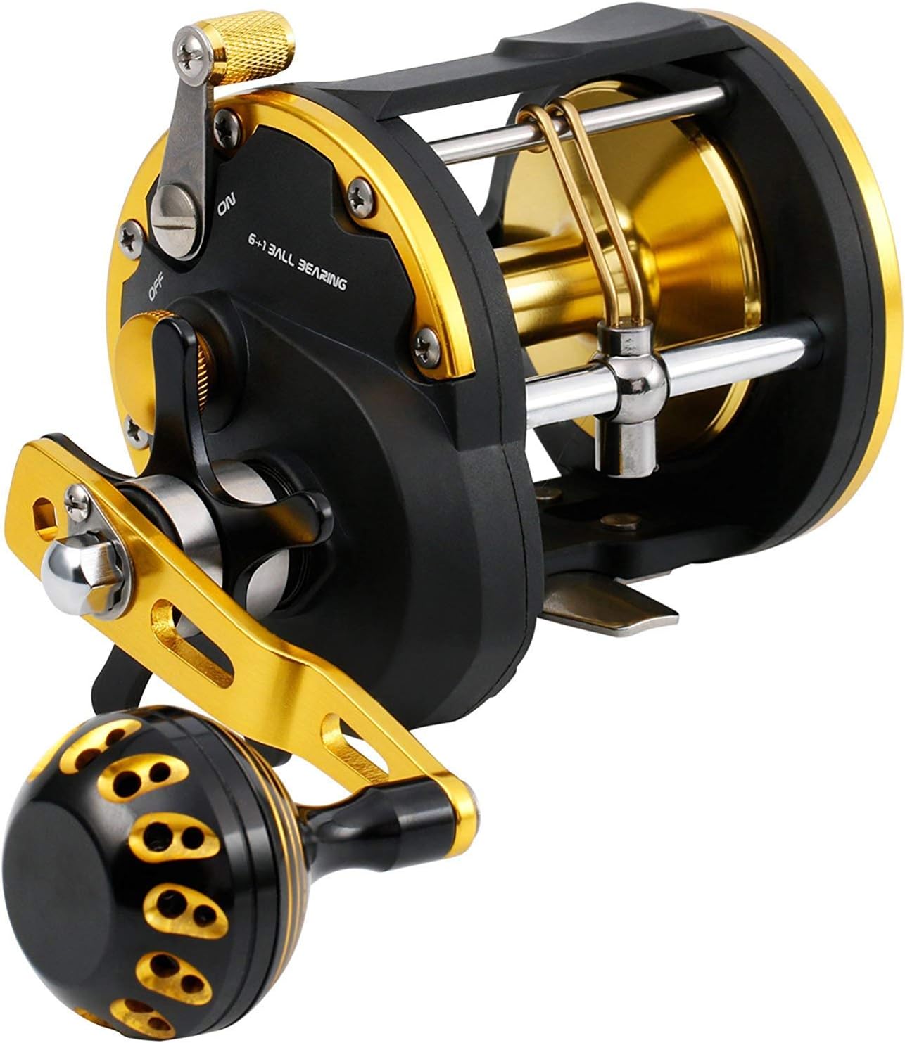 Burning Shark Trolling Reel Saltwater Level Wind Reels, Drag Reels Boat Fishing Ocean Fishing for Sea Bass Grouper Salmon Pack of 2