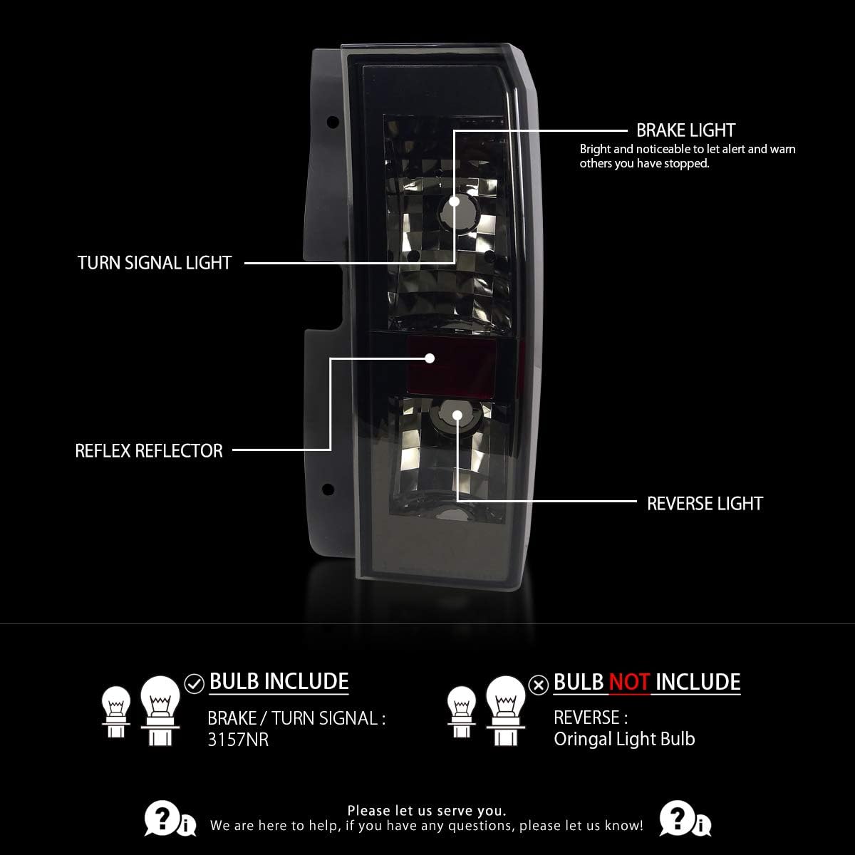 Autozensation Compatible with Hummer H3 2002-2010, Smoke Euro Tail Lights, L+R Pair Taillight Assembly