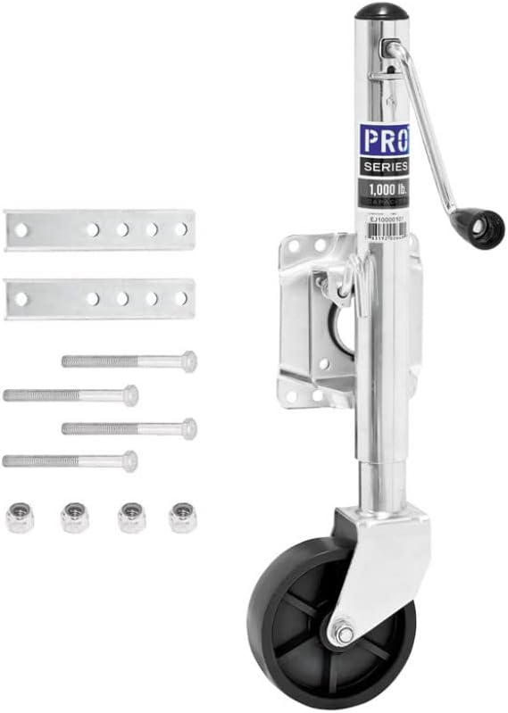 Draw-Tite Trailer Jack | Swivel Mount Marine | Single Wheel | Mount Bracket | 1,000lbs | Packaged | Zinc