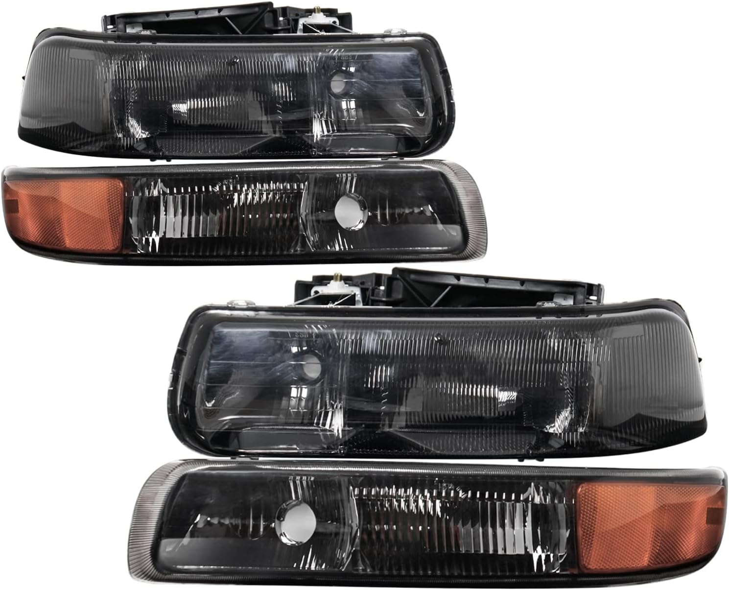 APSVE Headlight Assembly compatible with 1999-2002 Chevy Silverado 1500/2500/3500, 00-06 Tahoe Suburban, Smoke Lens Pack of 2