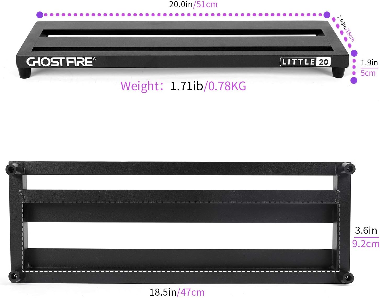 Ghost Fire Guitar Pedal Board Aluminum Alloy Effect Pedalboard with Carry CASE,V series (V-LITTLE 20+CASE)