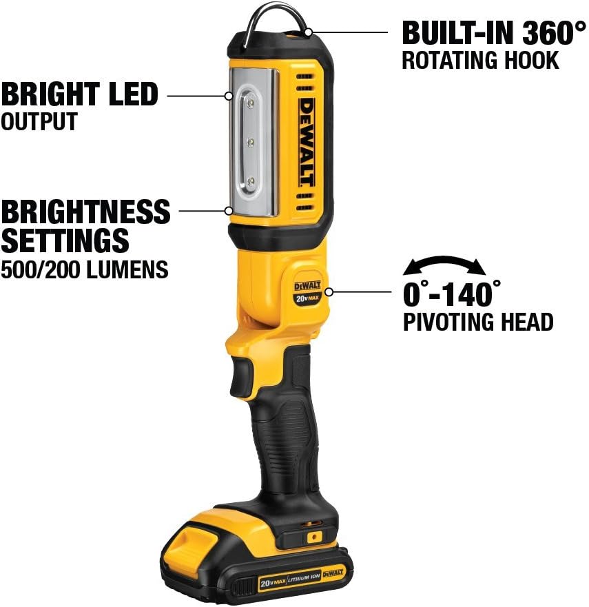 DEWALT 20V MAX* LED Work Light, Hand Held, Tool Only (DCL050) Pack of 2