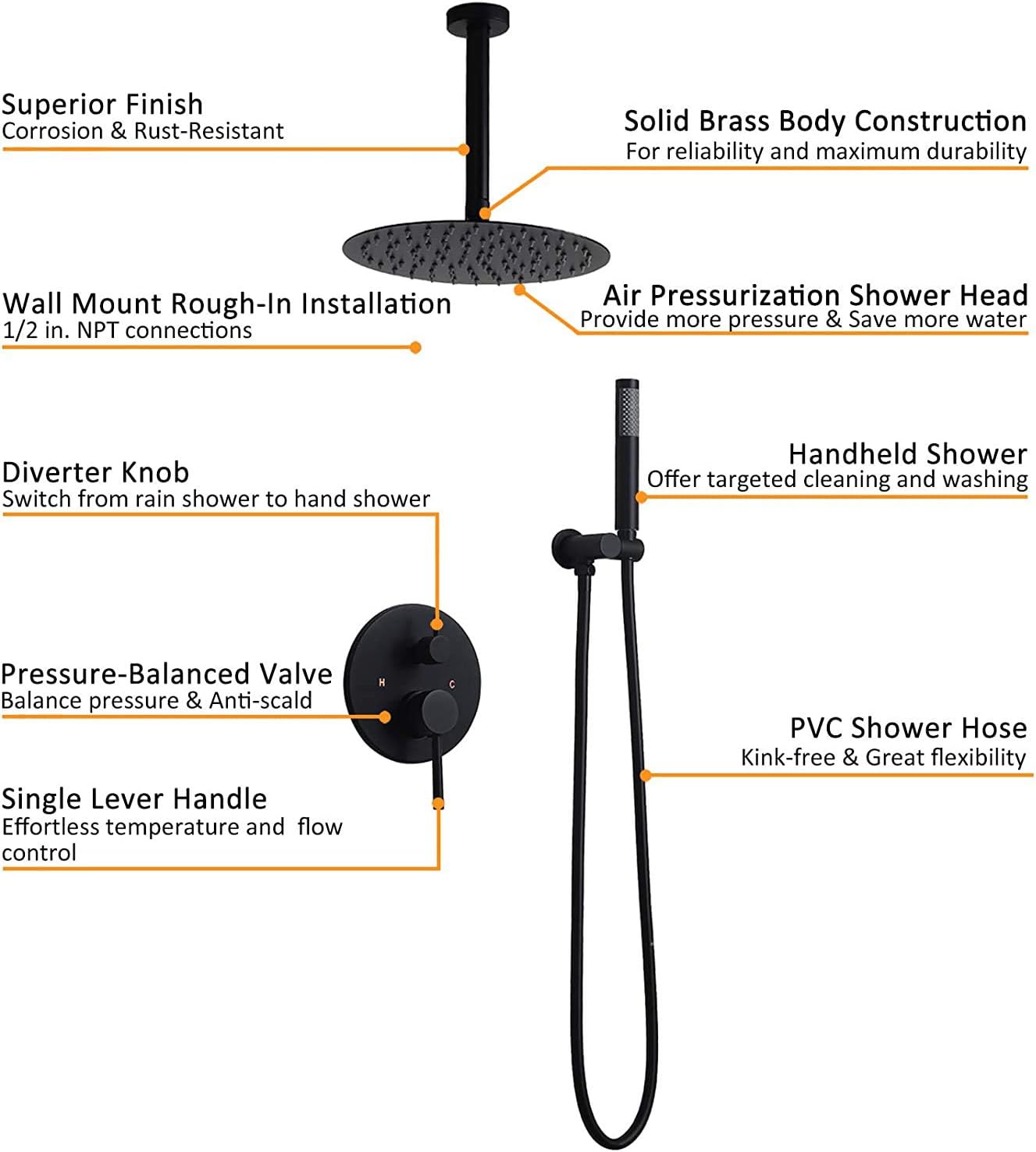 Homary Contemporary Matte Black 12