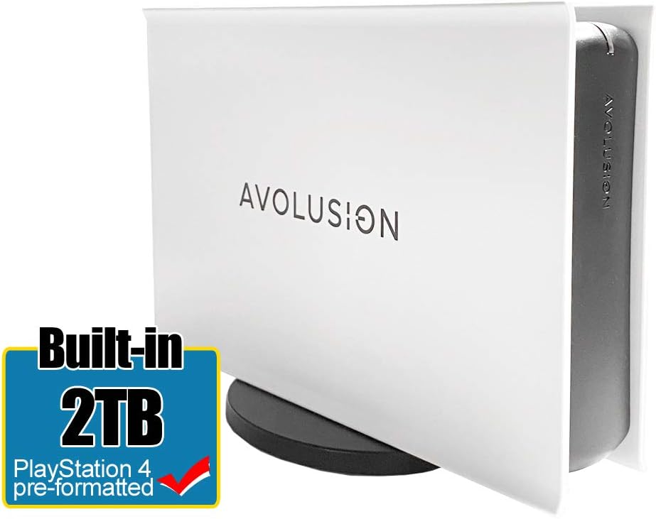 Avolusion PRO-5X Series 2TB USB 3.0 External Gaming Hard Drive for PS4 Original, Slim & Pro (White) Pack of 2