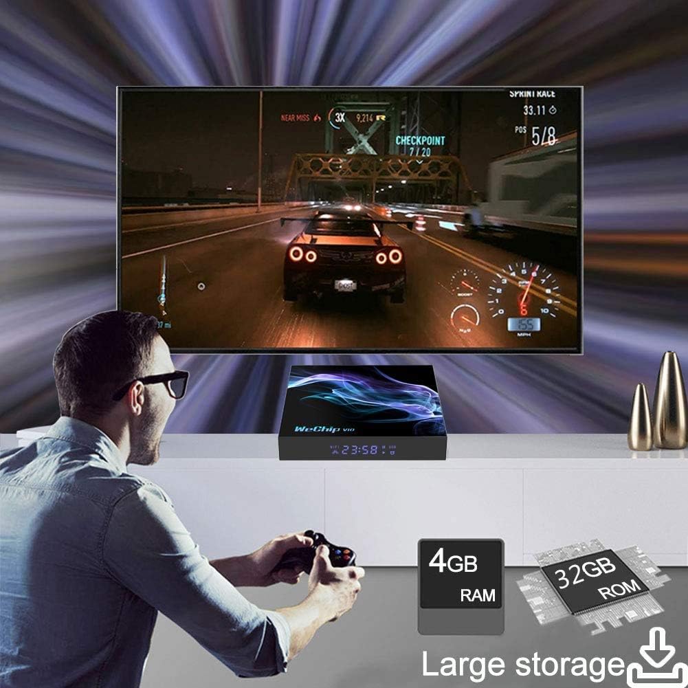 Android 10.0 TV Box,Android TV Box 4GB RAM 32GB ROM with Allwinner H616 Quad-Core 64bit,Supports 2.4G/5GHz Dual WiFi/BT5.0/ 6K/4K Ultra HD/3D/ H.265 Smart Android TV Box with Backlic Keyboard Pack of 2