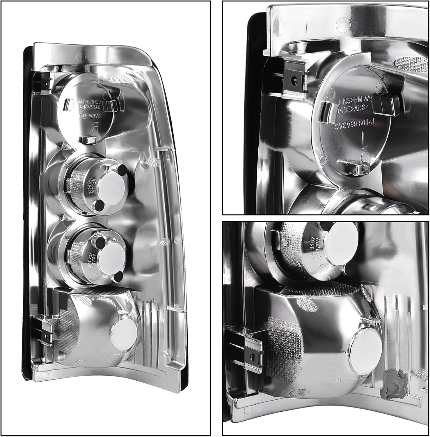 DWVO Compatible with 1999-2002 Chevrolet Silverado 1500/2500 2001-2002 Chevrolet Silverado 3500 Chrome Housing Replacement Headlights + Smoke Lens Taillights Combo