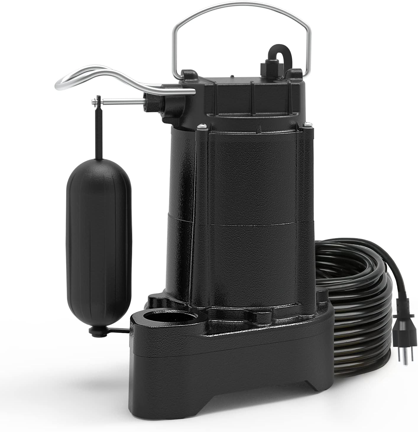 Acquaer Submersible Sewage Pump 1/3HP Cast Iron Sump Pump115V 3680 GPH Automatic Integrated Vertical Float Switch Effluent Pump for Basement, Residential Sewage and Septic Pond and More