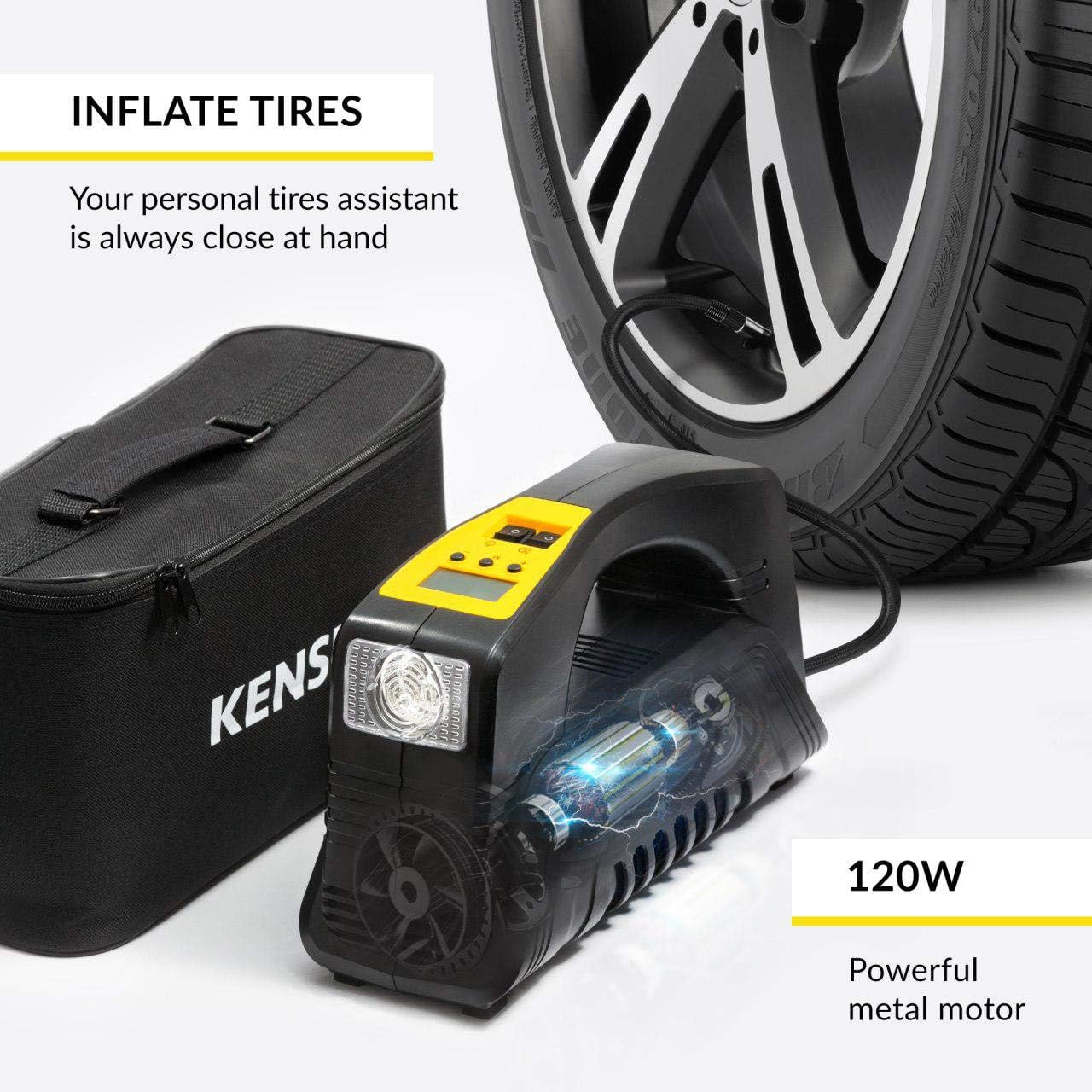 Kensun Model J Tire Inflator AC/DC for Car 12V DC and Home 110V AC Portable Air Compressor Pump for Car, and Other Inflatables Pack of 2