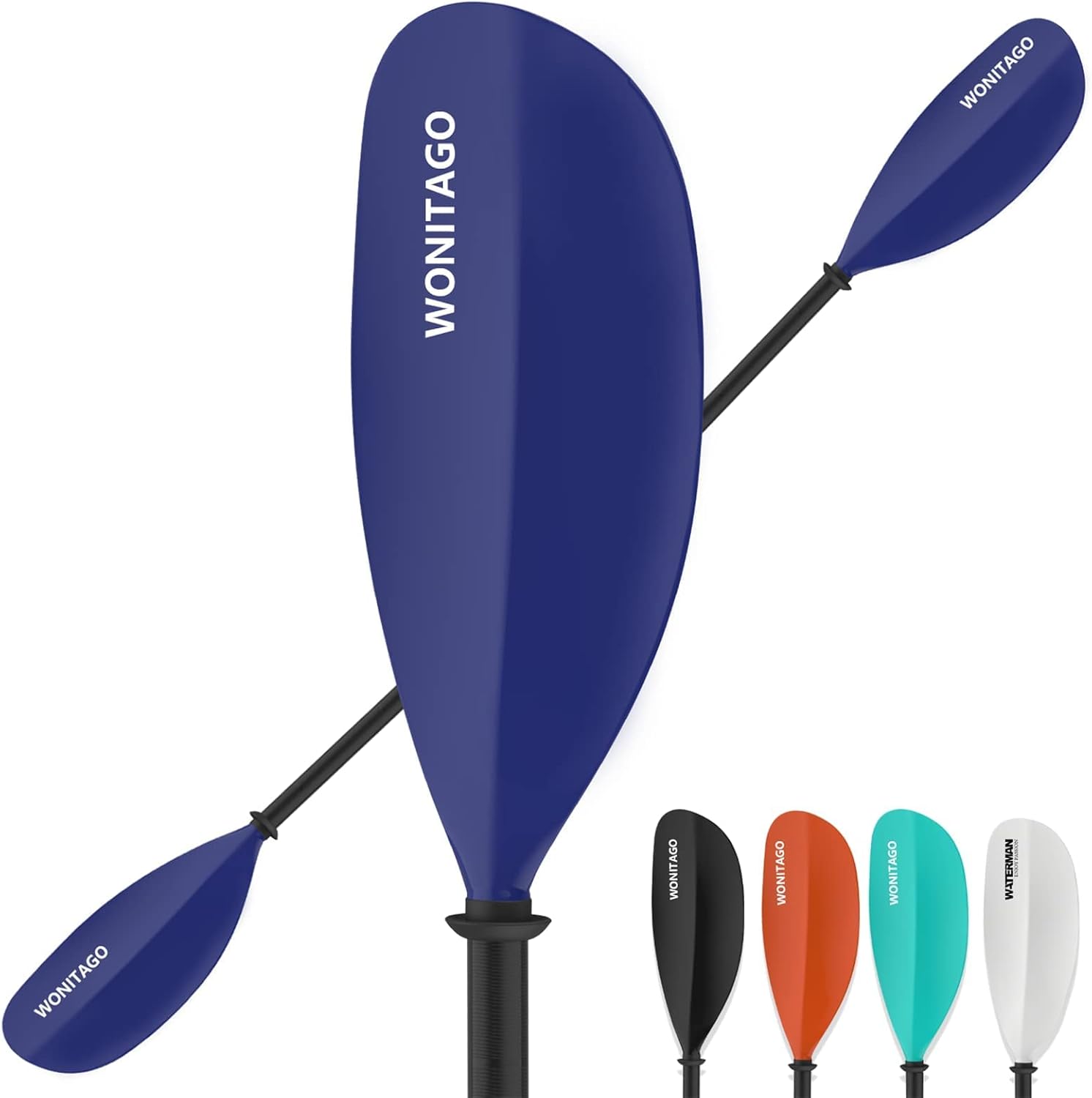 WONITAGO Kayak Paddles Fiberglass Paddle with Nylon Blades, Floating Adjustable Kayaking Oars, 3 Piece, 210-230cm, 230-250cm Pack of 2