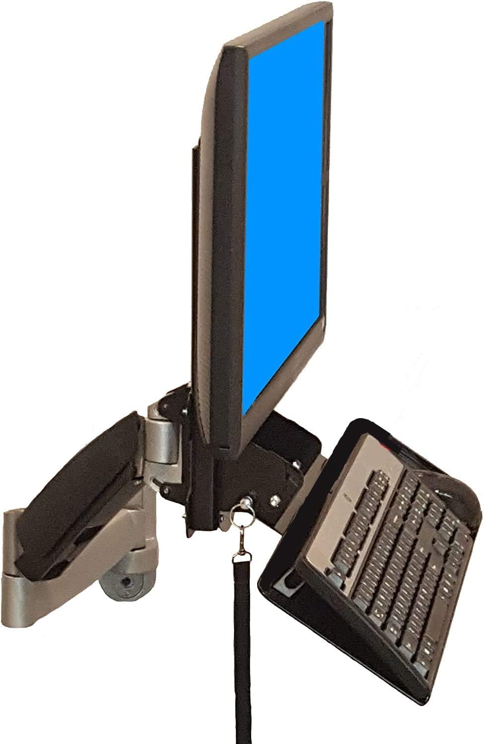 SDS iMount 4.0 Adjustable VESA Monitor & Keyboard Wall Mount System with Tilt & Fold-up, Black, Small Foot Print, Workstation, Mounts Direct to Wall 26 Inch Wide Tray, Arm Not Included