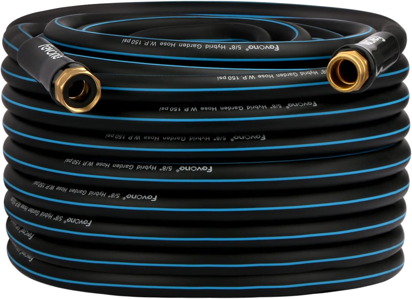 Fevone Garden Hose 100ft Heavy Duty Water Hose, 5/8 Hybrid Hose Flexible Kink Free Lightweight Garden Hoses 100 ft, 3/4 Brass Fittings Pack of 2