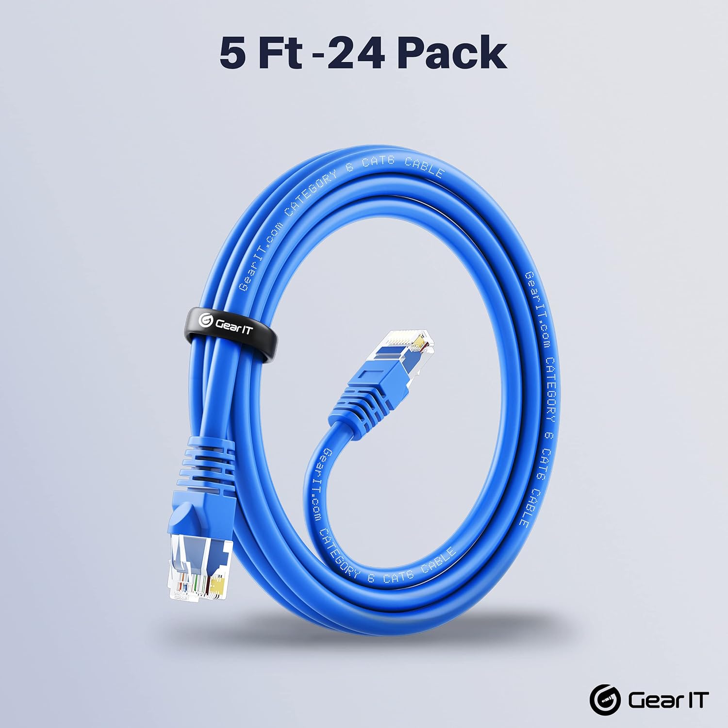GearIT Cat 6 Ethernet Cable 5 ft (24-Pack) - Cat6 Patch Cable, Cat 6 Patch Cable, Cat6 Cable, Cat 6 Cable, Cat6 Ethernet Cable, Network Cable, Internet Cable - Blue 5 Feet Pack of 2