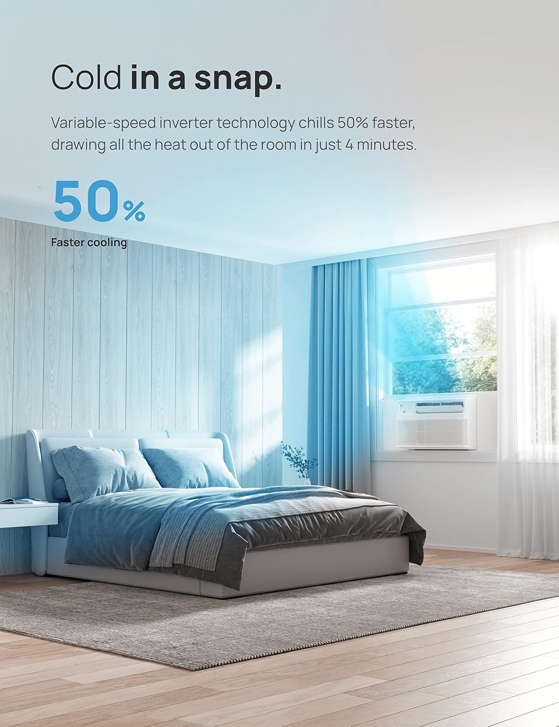 Dreo Inverter Window Air Conditioner, 7500 BTU AC Unit for Room Bedroom, Easy Installation, 42 db Ultra Quiet, ENERGY STAR Certified, 35% Energy Savings, Cools Up to 300 sq ft,White,DR-HAC002 G