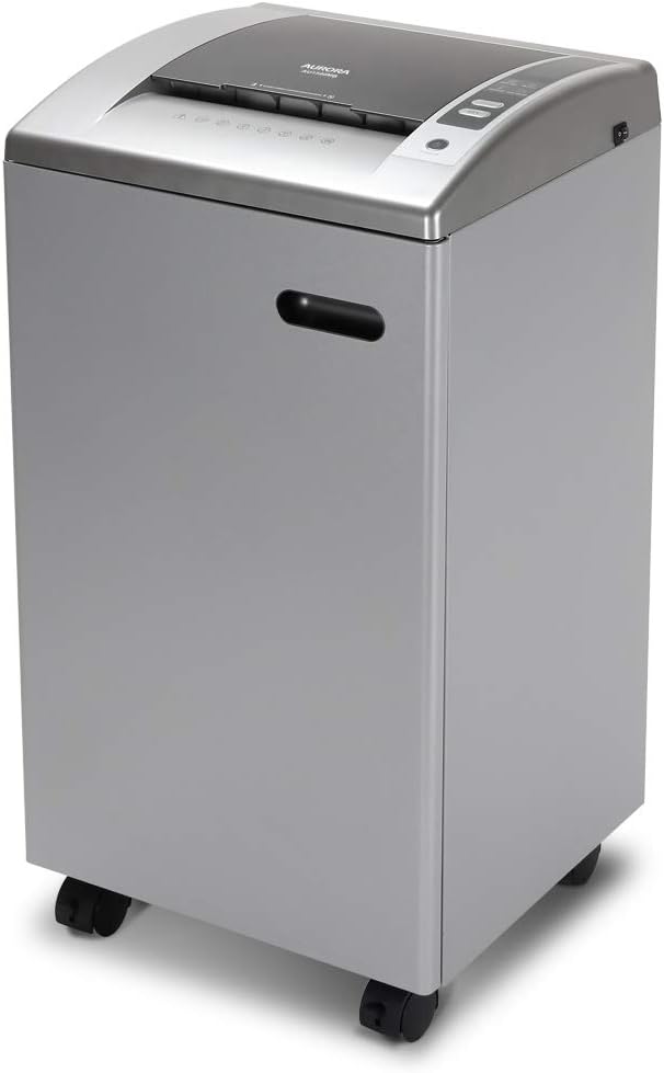 Aurora Anti-Jam 20-Sheet Crosscut CD/Paper and Credit Card Shredder, 7-gallon pullout basket, 60 Minutes Continuous Run Time