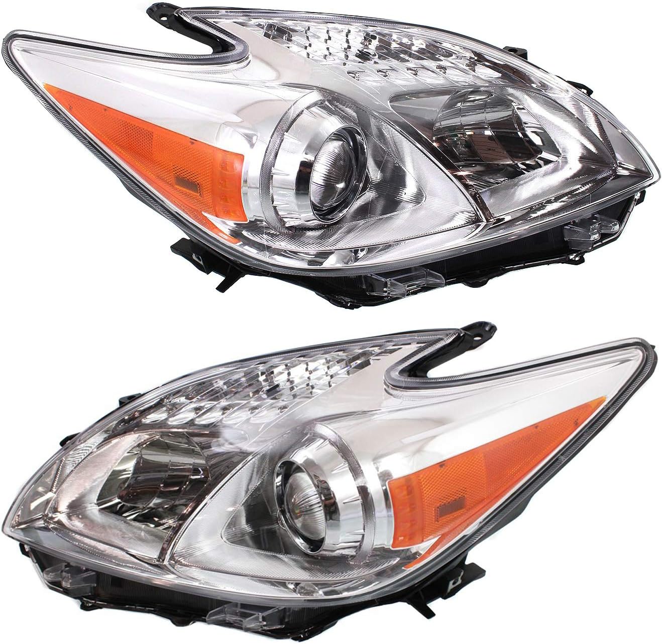 Evan-Fischer Headlight Set of 2 Compatible with 2012-2015 Toyota Prius Clear Lens Halogen