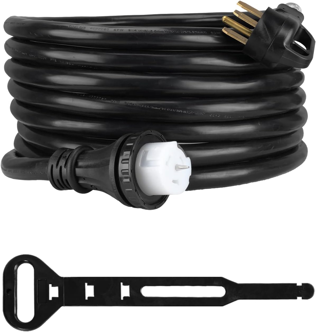 10/15/20/30Ft 50 Amp Heavy Duty Generator Extension Cord,UL Listed 6/3+8/1 Gauge STW Wire with N14-50P & SS2-50R Twist Lock and Storage Buckle for RV Camper and Generator to House (25FT)