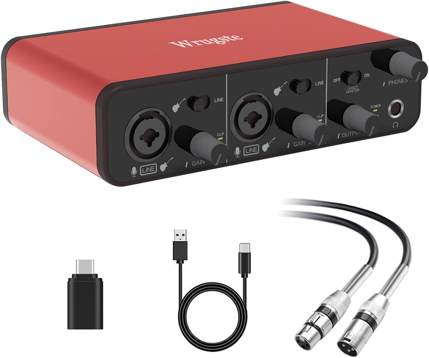 USB Audio Interface +48V Phantom Power 24Bit/96kHz for Recording Podcasting and Streaming Ultra-low Latency Plug and Play Noise-Free XLR Audio Interface Compatible With Most Recording Software