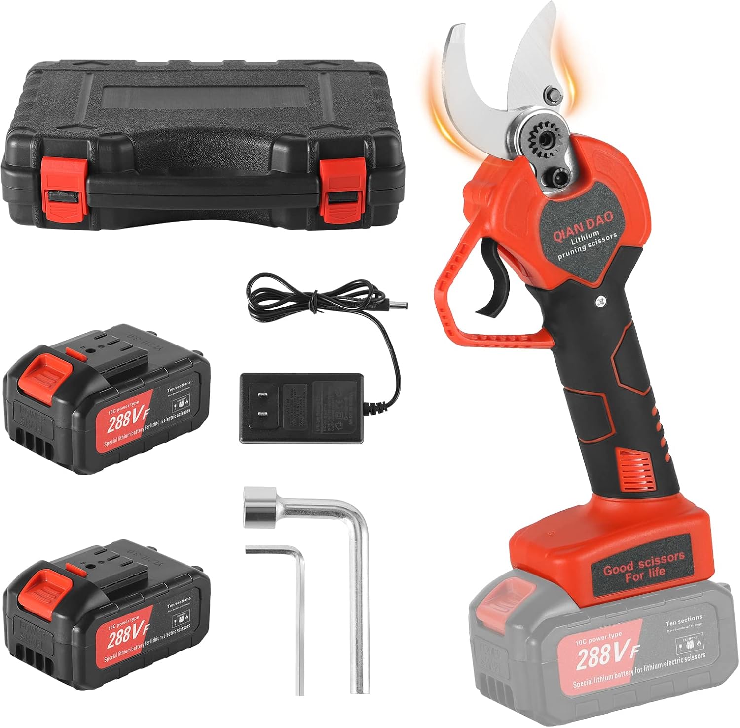 WBLLGG Electric Pruning Shears with Brushless Motor 2 Pack Backup 2000 mAh Rechargeable Battery,Professional Electric Scissors for Cutting Branches, 3-4 Working Hours, Max Cutting Diameter 1.2 Inch