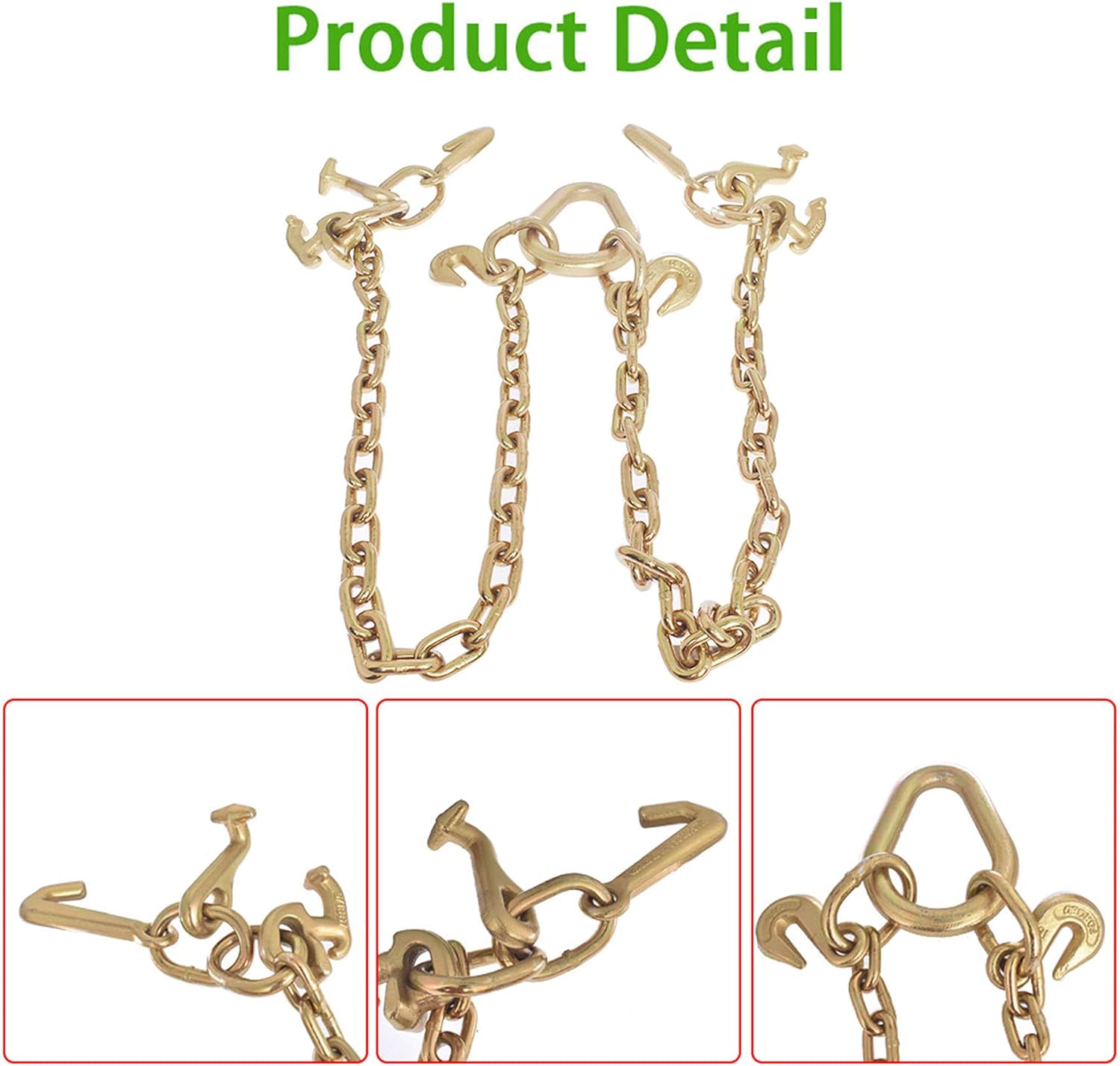 marddpair 36,4700 LBS Chain V Bridle w/RJT Hook Tow Truck Winch Cable Pull Wrecker Recovery Grab Pack of 2