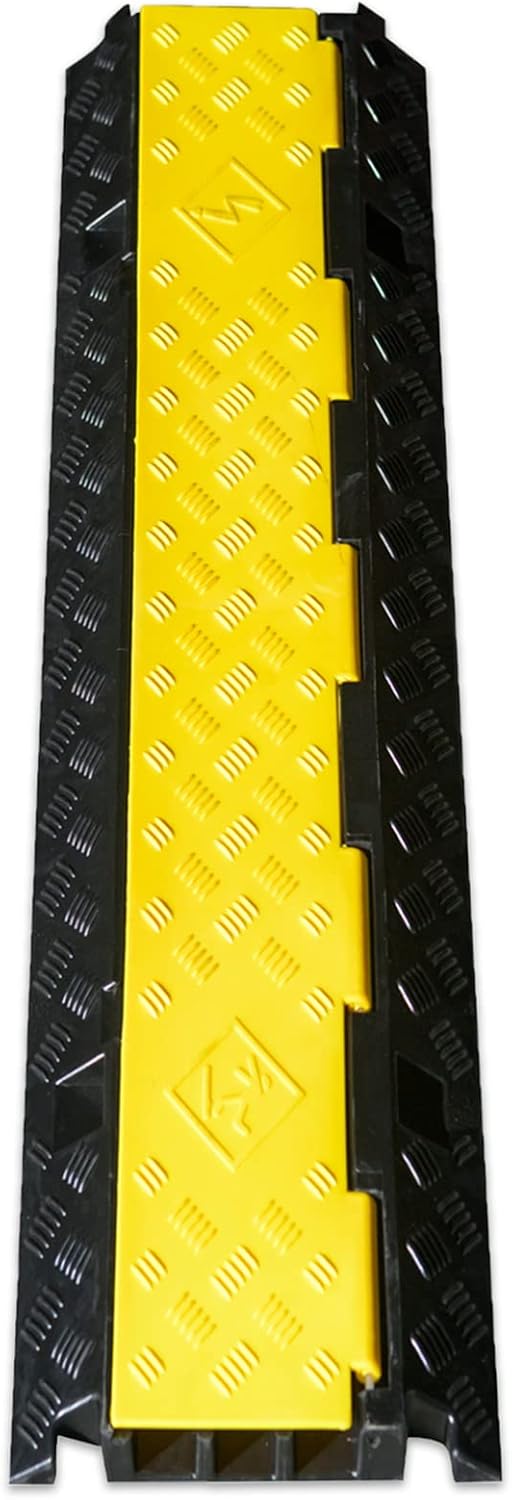 CXRCY Cable Ramp PVC Rubber Cable Protector,1 Pack of 3 Channel 44000lbs Capacity Heavy Duty Speed Bumps Hose Cord Protector Ramps for Wire/Hose/Pipe Hider Driveway &Indoor Pack of 2