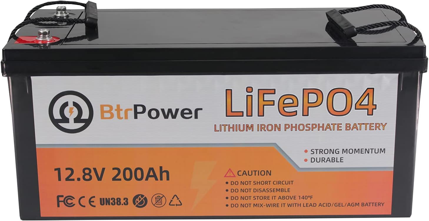 12V 200Ah Deep Cycle LiFePO4 Battery Lithium Iron LiFePO4 battery,Built-in 100A BMS and 4000-7000 Cycle,with 2560W Power Output Perfect for RV, Solar, Marine, Overland, Off-Grid Application…