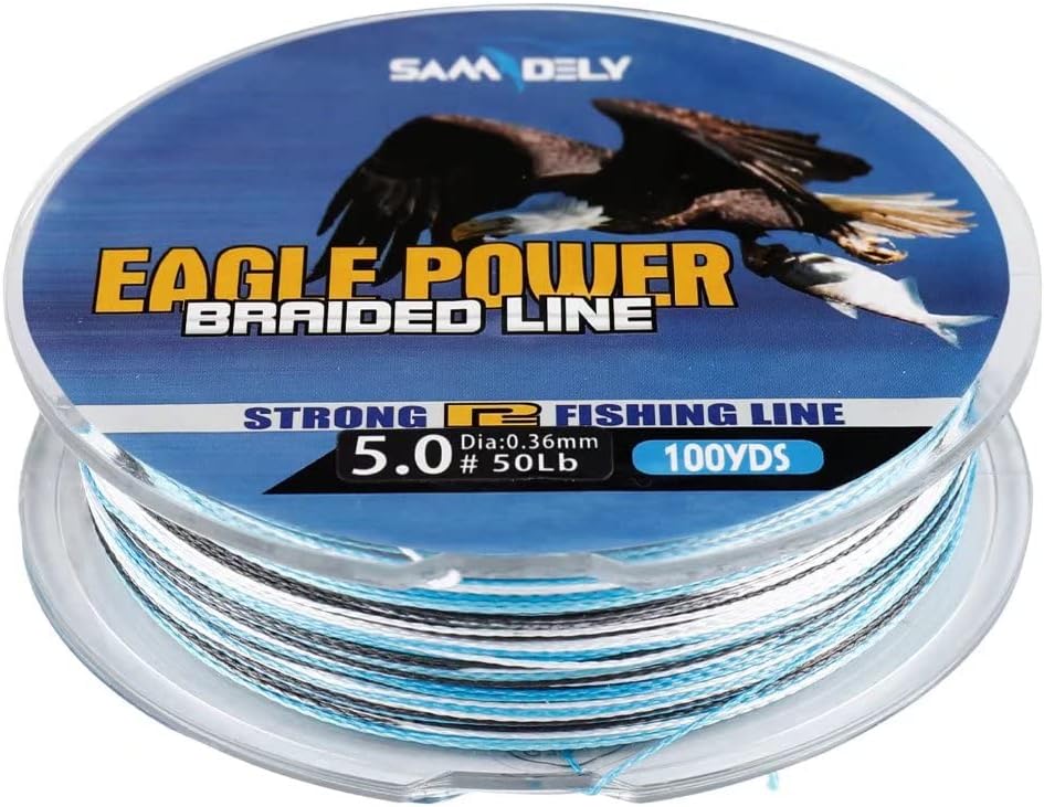Samdely EaglePower Braided Fishing Line Abrasion Resistant Braided Lines Superior Knot Strength, Test for Salt-Water, 10LB-80LB, 100-500 Yds, Blue Camo, Ocean Blue, Green Pack of 2
