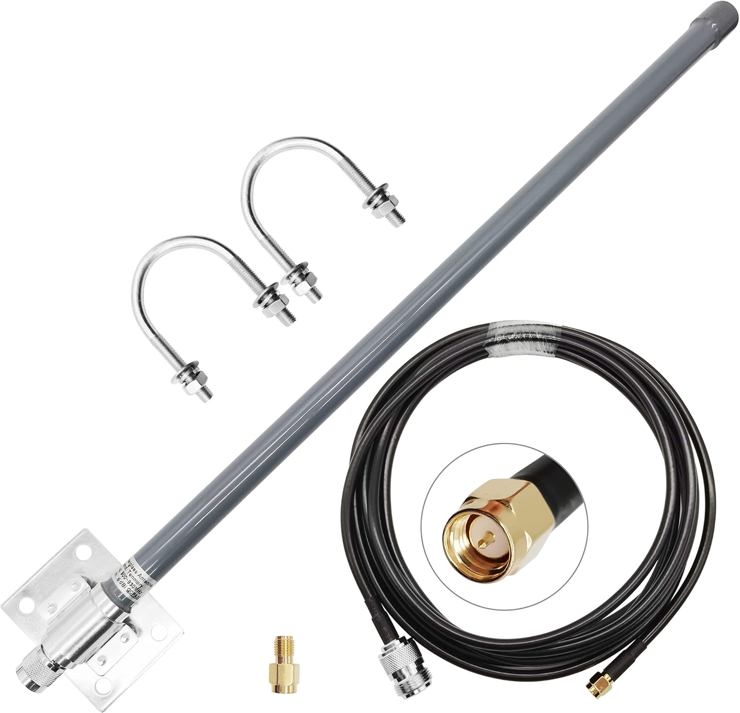 LoRa Gateway Antenna 915MHz 6dBi for RAK HNT Bobcat Helium Hotspot Miner + 10ft N-Female to SMA-Male Extension Cable Pack of 2