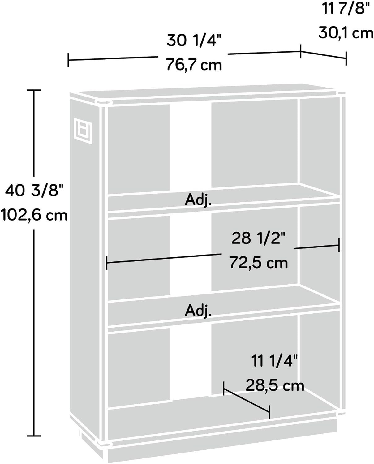 Sauder Vista Key Bookcase, L: 30.2