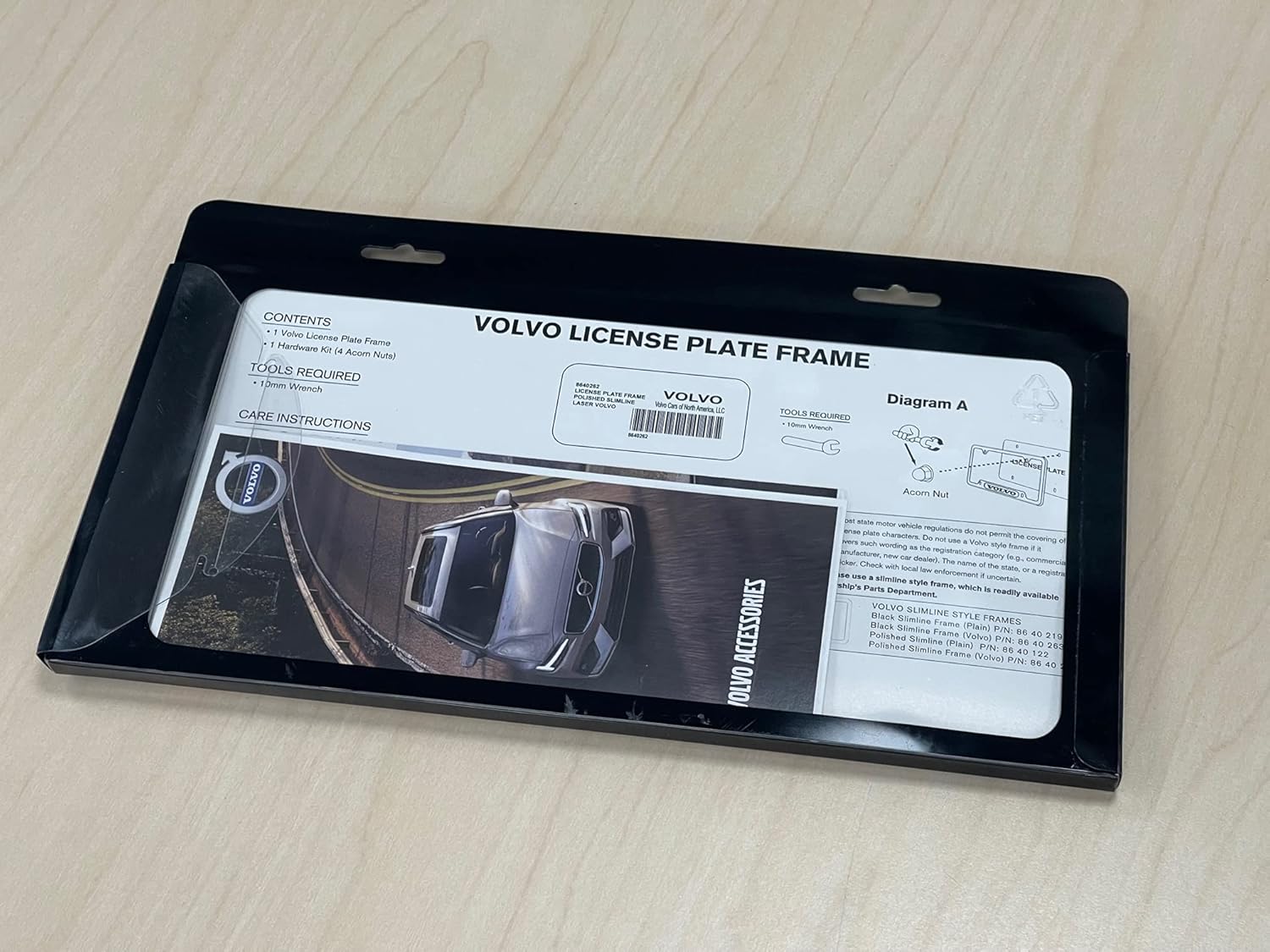 Volvo Logo Polished Stainless Steel License Plate Frame, Official Licensed Pack of 2