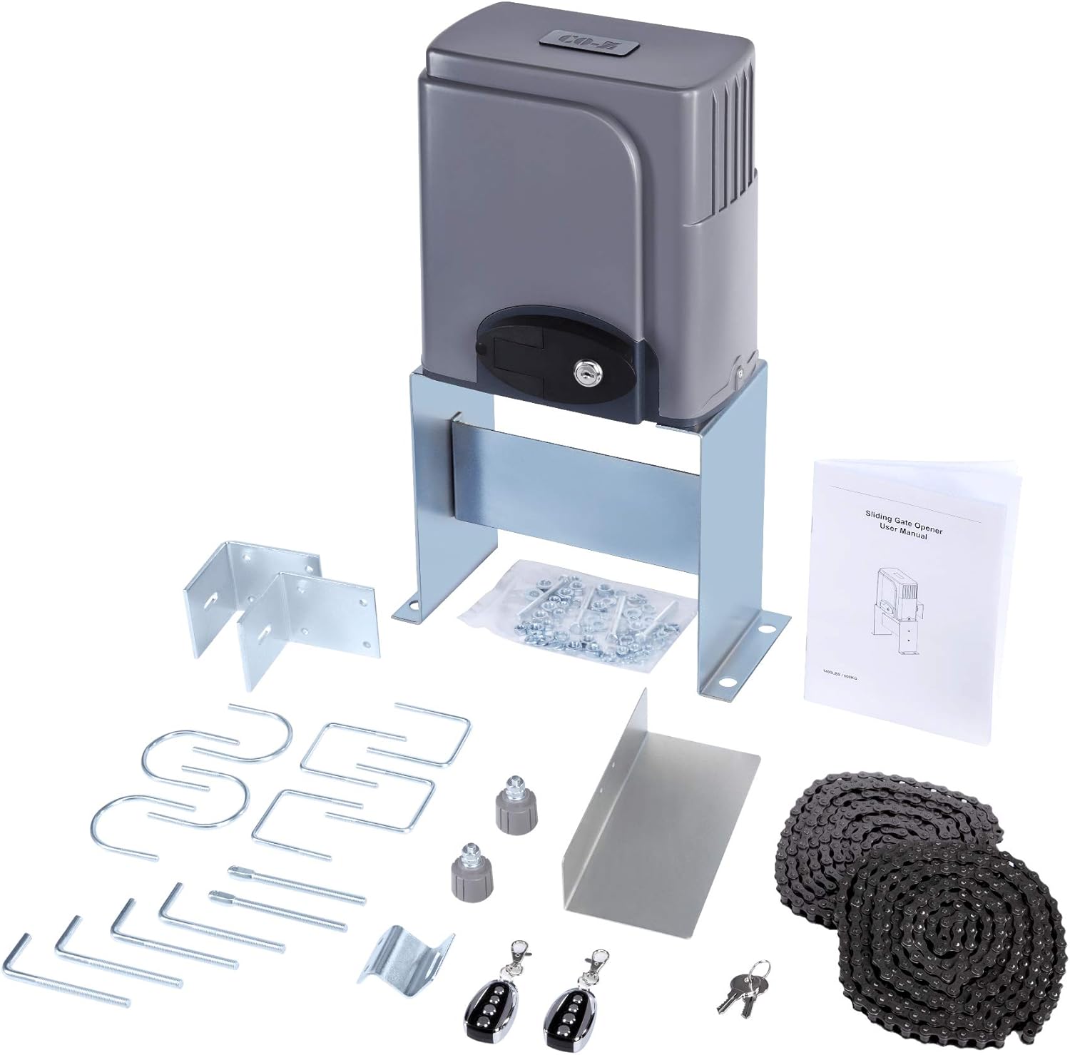 CO-Z Automatic Sliding Gate Opener with 2 Remote Controls, Electric Rolling Driveway Slide Gate Motor, Complete Gate Operator Hardware Security System Kit for Sliding Gate Up to 40 Feet