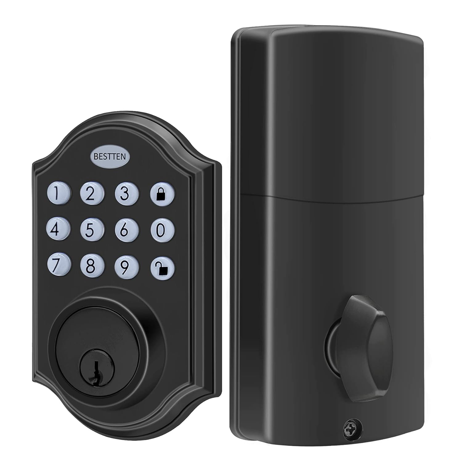 BESTTEN Classic Keyless Electronic Keypad Deadbolt, Digital Door Lock, Programmable Entry Deadbolt Lock, Traditional Style, Matte Black Pack of 2
