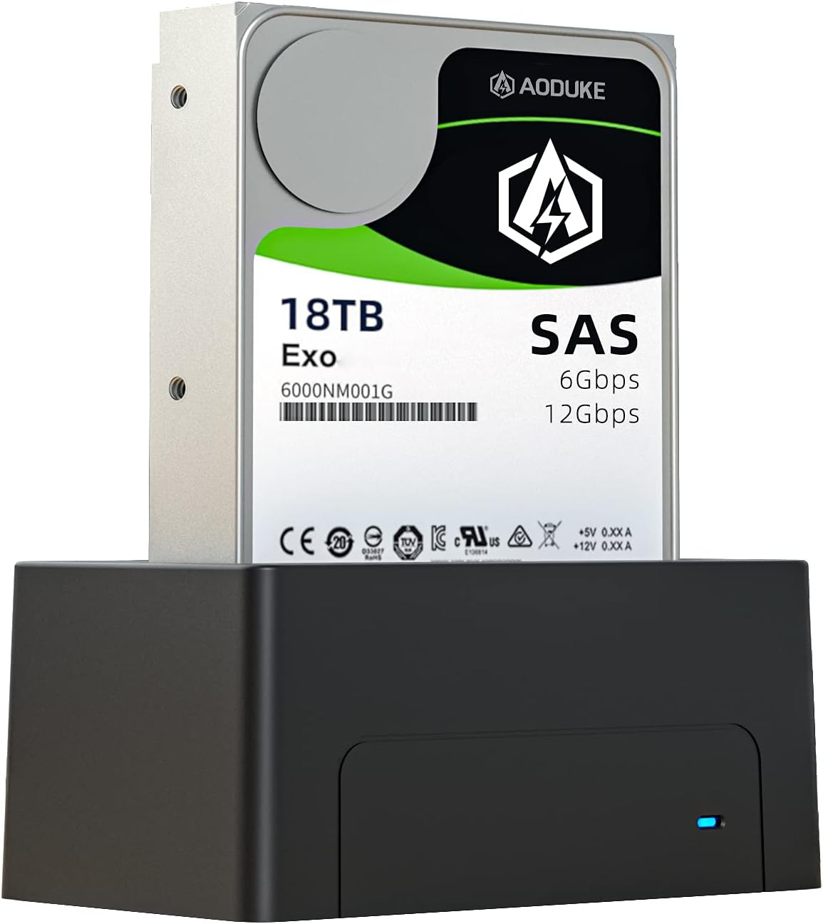 AODUKE AOJUE SAS to USB 3.0 Adapter, SAS Hard Drive SAS Disk Reader SAS Enclosure Docking Station for 2.5/3.5 inch HDD/SSD -K308SAS