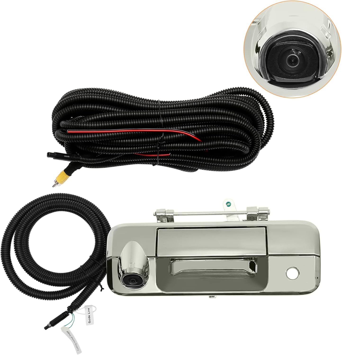 HD 720P Backup Camera Tailgate Door Handle Chrome with Key-Hole Fit for 2007-2013 Toyota Tundra, with 170°Rear Viewing Angle Waterproof Rear View Camera