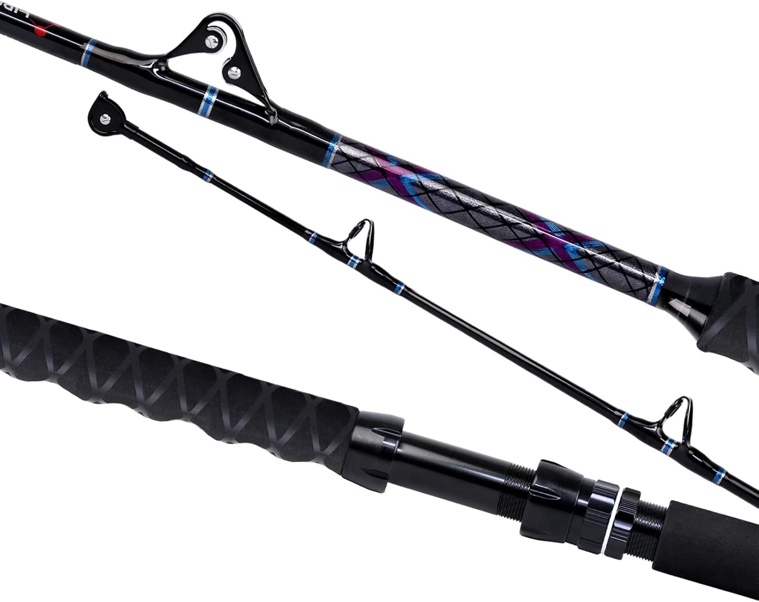 Fiblink 1-Piece Trolling Rod Saltwater Deep Dropper 6-Feet Big Game Rod Conventional Boat Fishing Pole Pack of 2