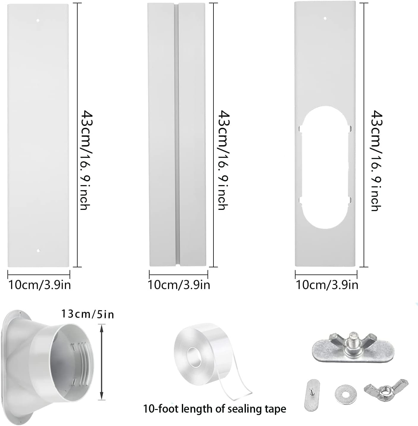 CIAIHUI Portable AC Window Kit with 5.1” Exhaust Hose for Sliding Window, Adjustable Air Conditioner Window Vent Kit for Ducting AC Seal Panel for Horizontal&Vertical Window Pack of 2