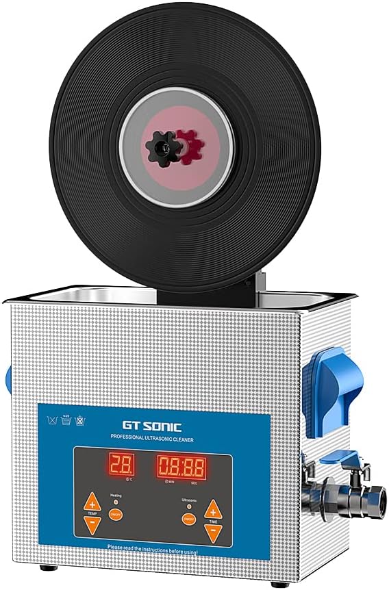 WEWU ROUNDS LP Vinyl Record Ultrasonic Cleaner with Records Bracket 1-5 Records Per Batch Raising Descending Auto-Drying