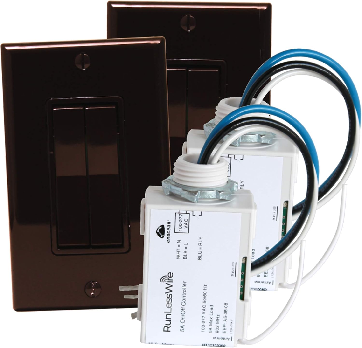 RunLessWire 3-Way Wireless Switch Kit, Self-Powered Rocker Switch, No Wire Light Control Kit