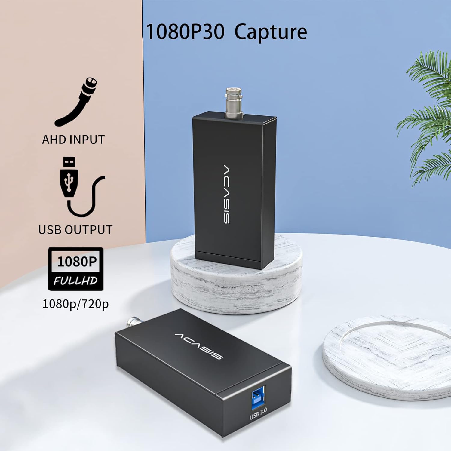 ACASIS Capture Card, 1080P AHD to USB3.0 Video Capture Card Ultra-Low Latency Work with AHD Device Compatible with Windows, Os X, Linux Pack of 2