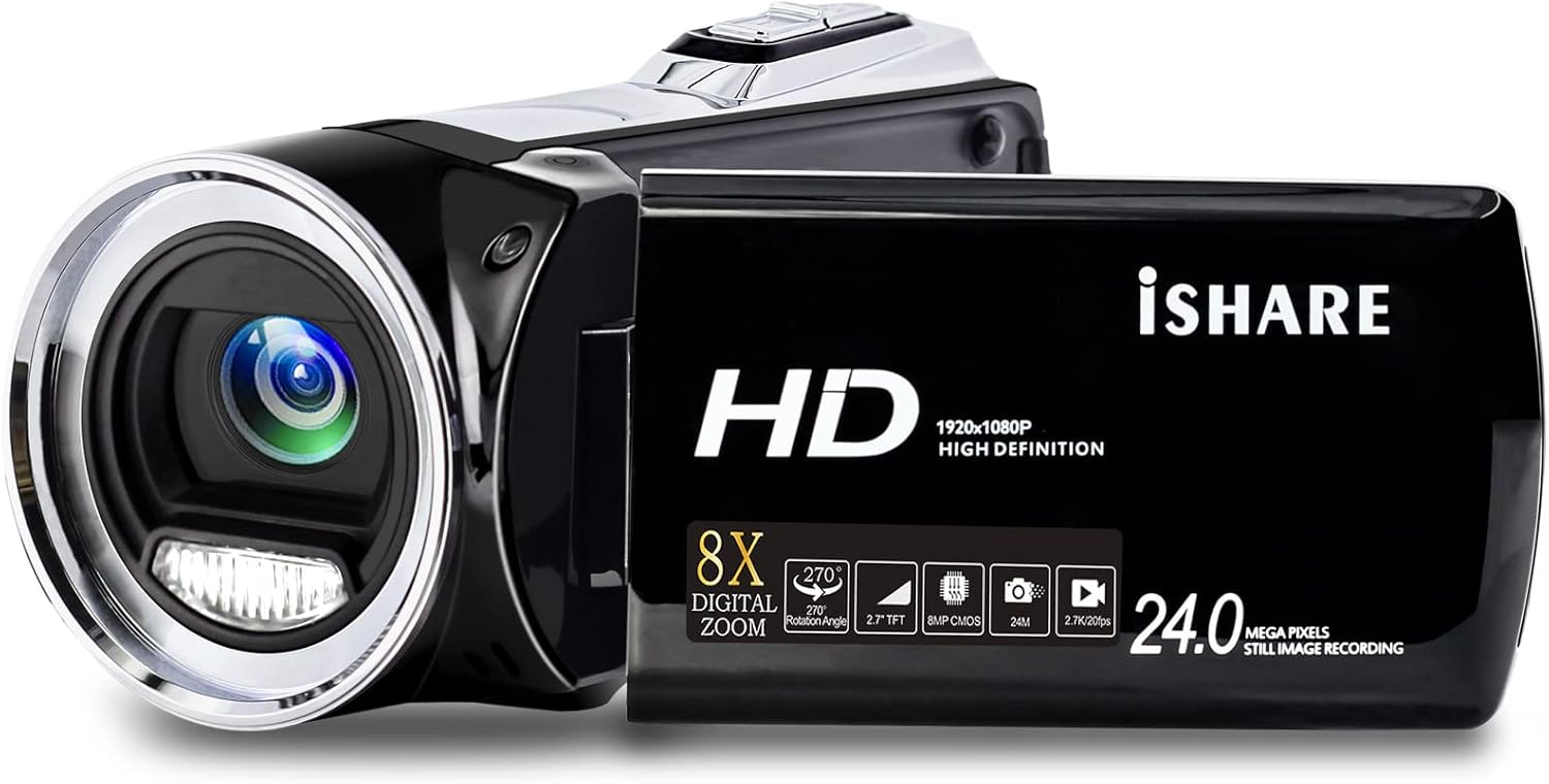 Camcorder Digital Camera FHD 1080p Vlogging Camera Recorder 2.7 Inch 270 Degree Rotation LCD Camcorder, Video Camera with 8 × Digital Camera(Not Included SD Card) Pack of 2